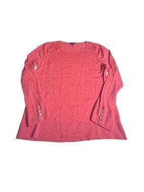 Talbots Coral 100% Merino Wool Sweater W/ Pearl Button Cuffs XL Petite Womens